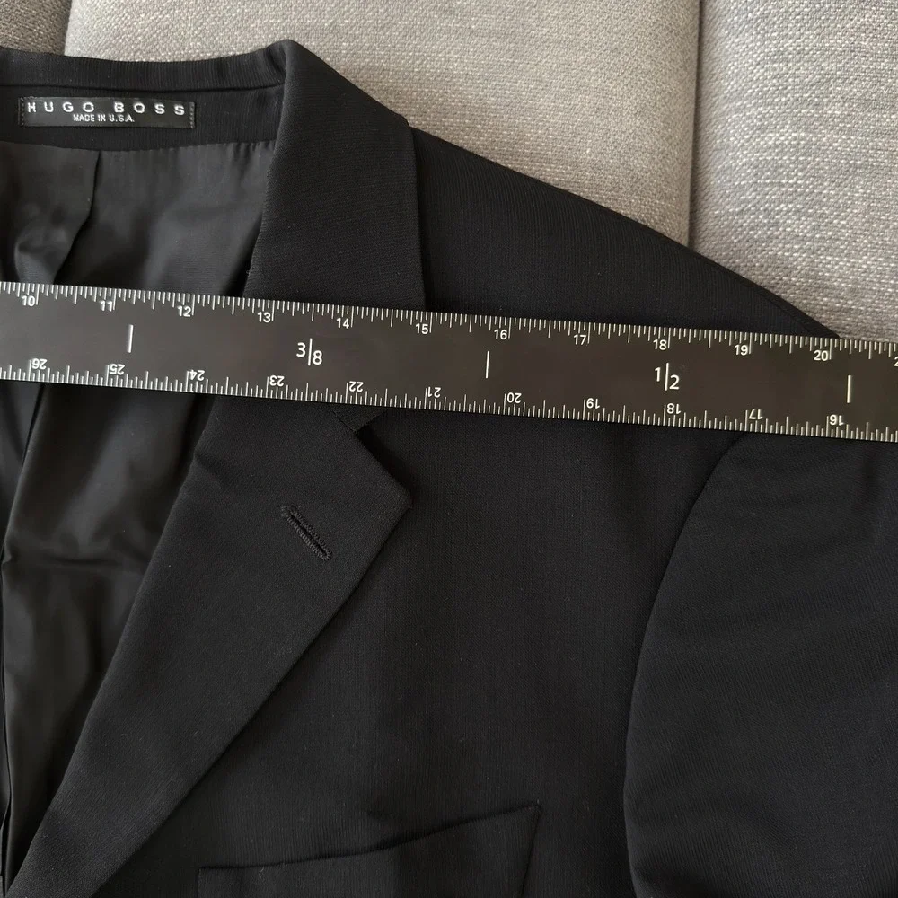 Hugo Boss Einstein Blazer 44L Black Wool Suit Jacket Made in‎ USA Classic 3Btn